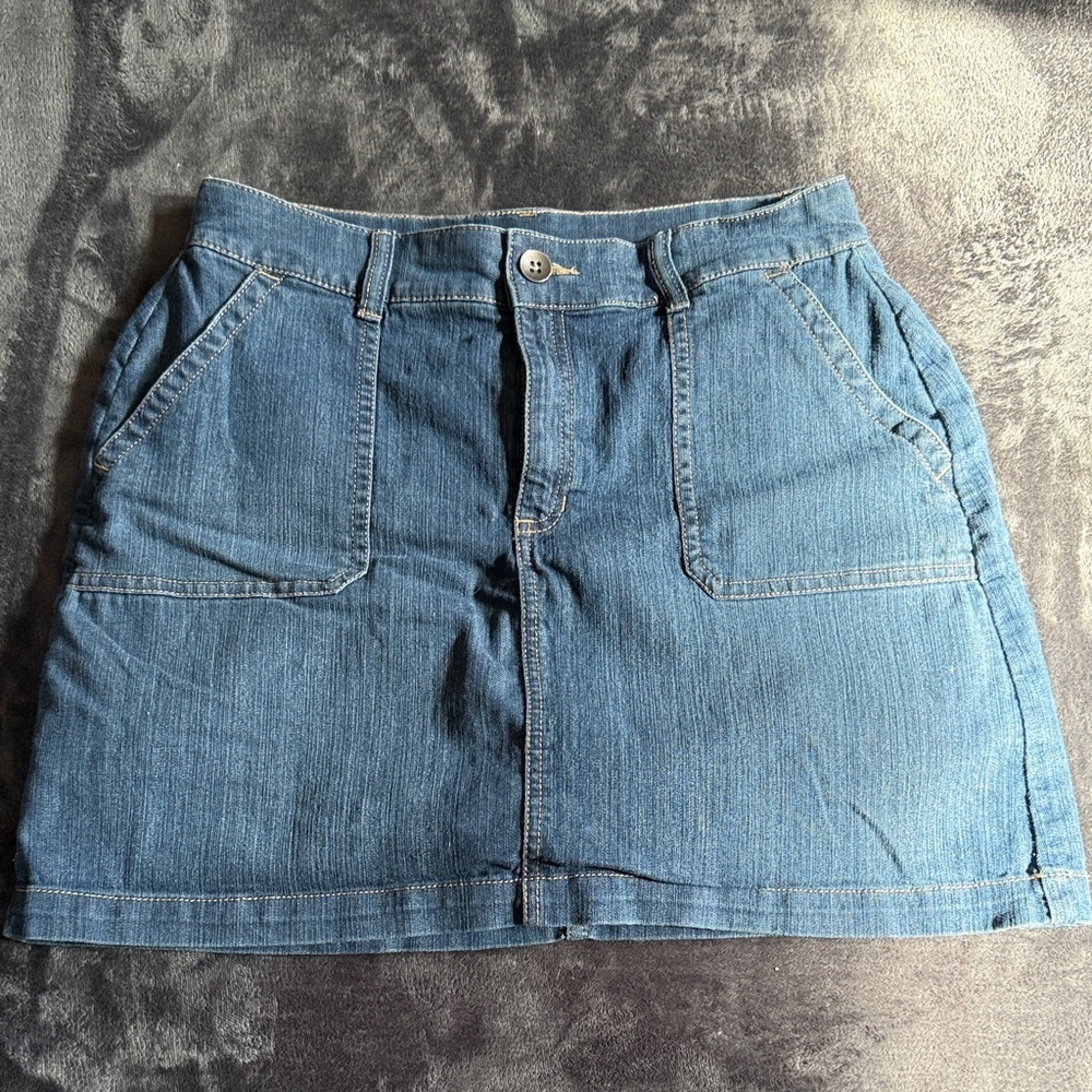 Croft & Barrow Blue Denim Mini Skort size 10P Comfort Classic Summer Fall Petite
